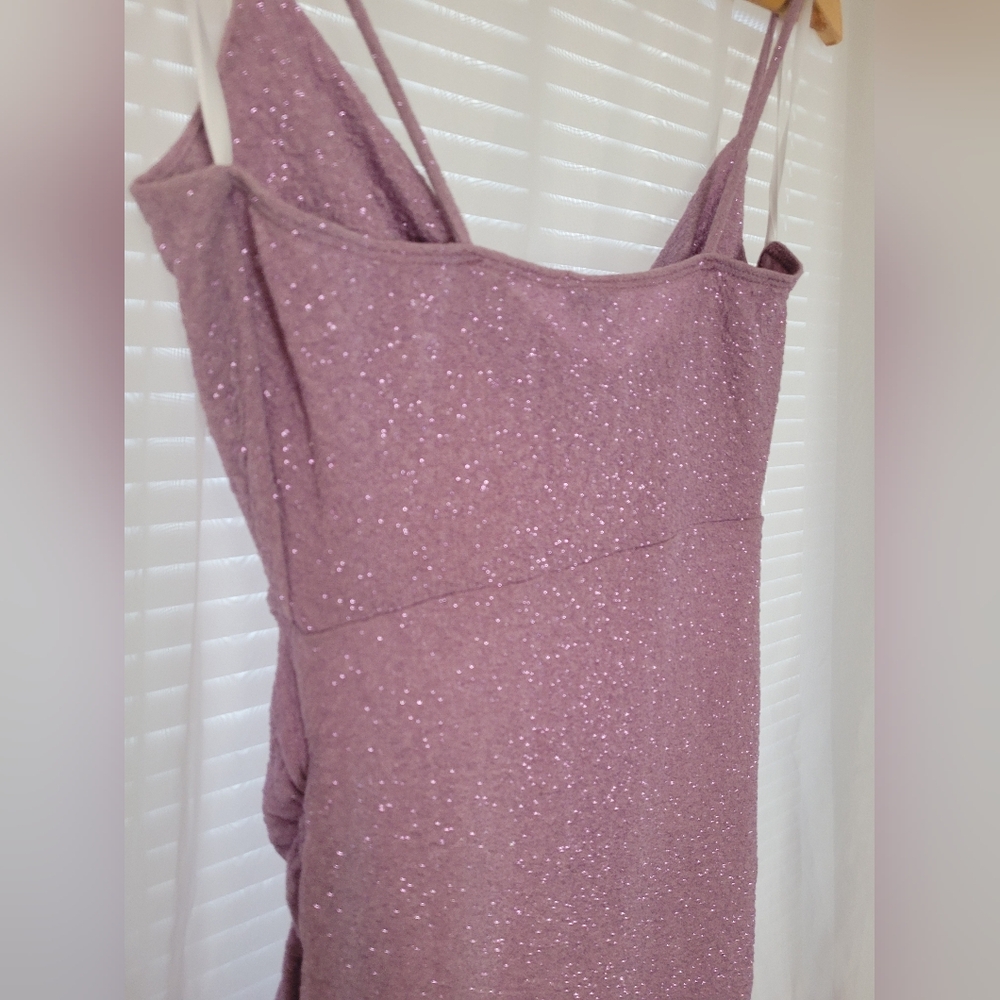 Windsor Kim Cowl Neck Bodycon Glitter Midi Dress Size Large Purple Dancewear - Picture 6 of 9